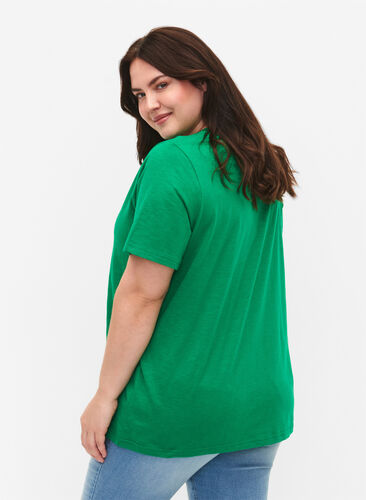 Lyhythihainen perus t-paita v-pääntiellä, Jolly Green, Model image number 1