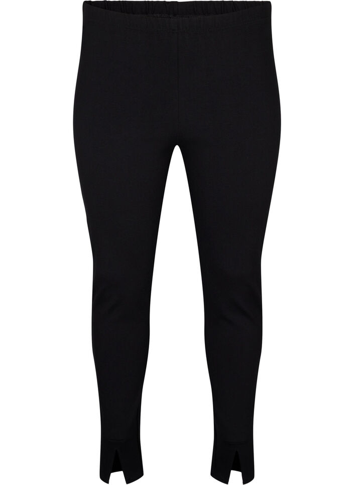 Viskoosiset leggingsit etuhalkioilla, Black, Packshot image number 0