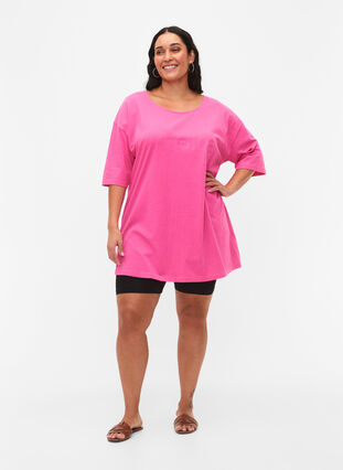 Puuvillainen oversize t-paita painatuksella, Shocking Pink ÉTOILÉ, Model image number 2