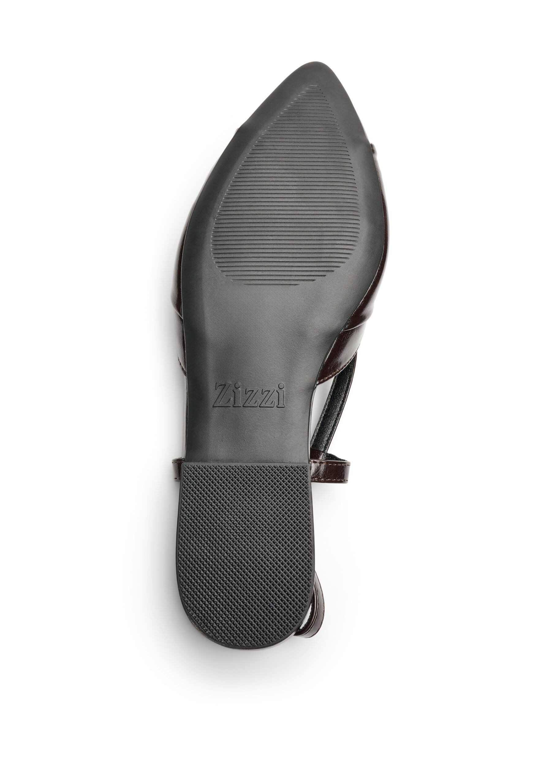 ZizziSlingback -keng&auml;t rusettiyksityiskohdilla ja kiilt&auml;v&auml;pintaisella ilmeell&auml;, Ruskea, Packshot image number 4