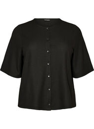 Pusero ribbineuloksella ja nappikiinnityksell&auml;, Musta