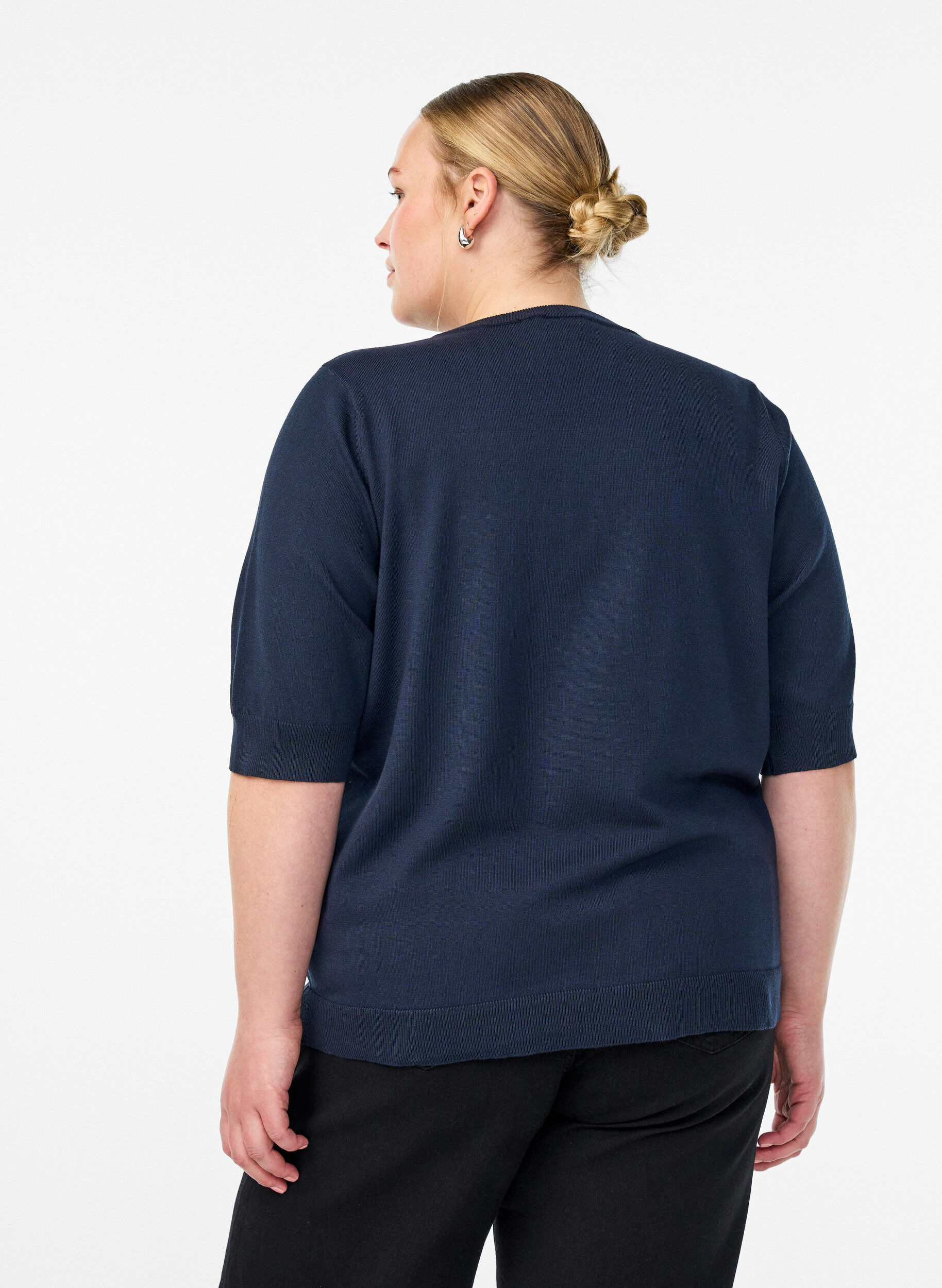 ZizziHienoneulepusero lyhyill&auml; hihoilla, Sininen, Model image number 2
