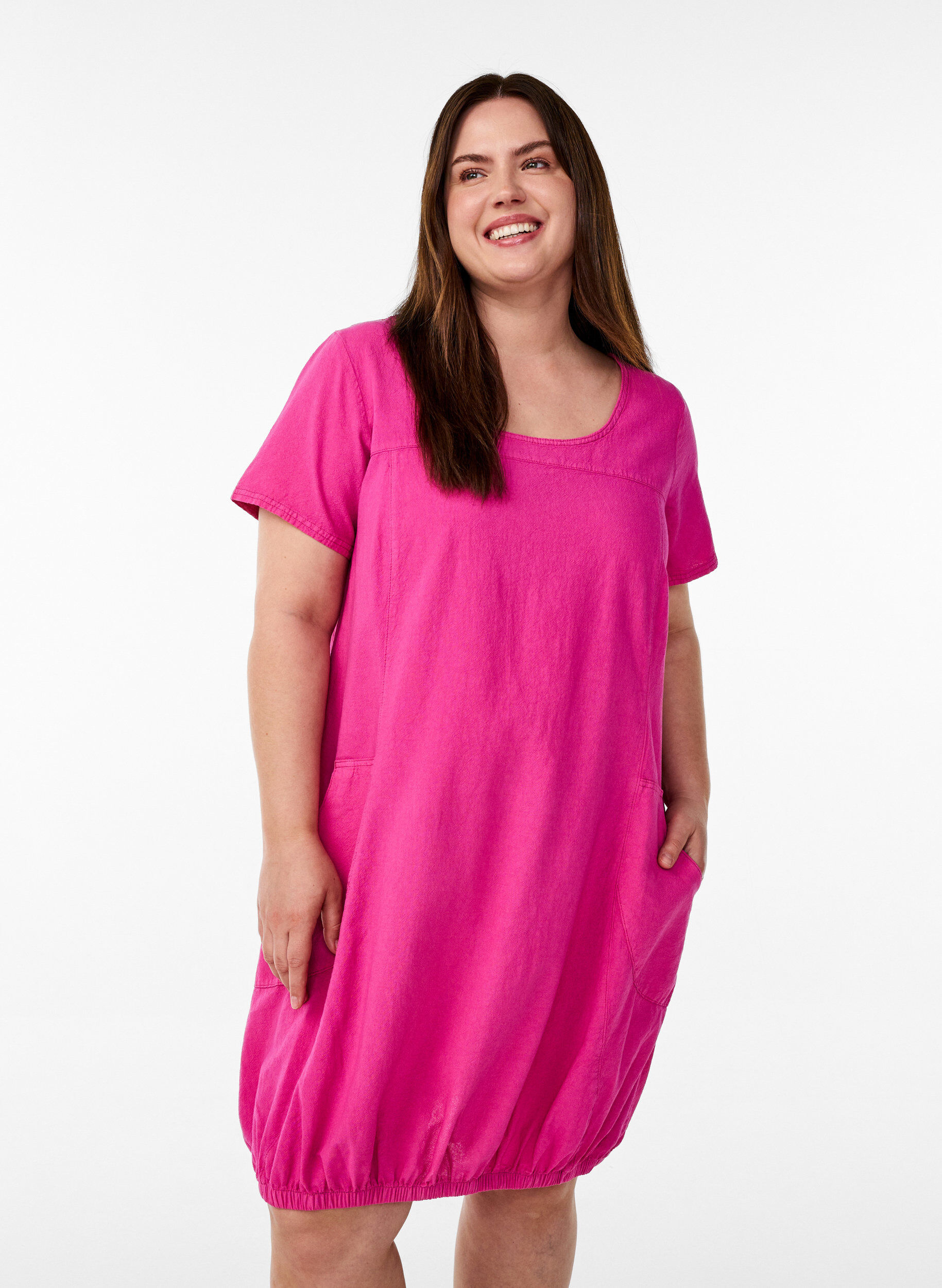 ZizziLyhythihainen puuvillamekko , Vaaleanpunainen, Model image number 0