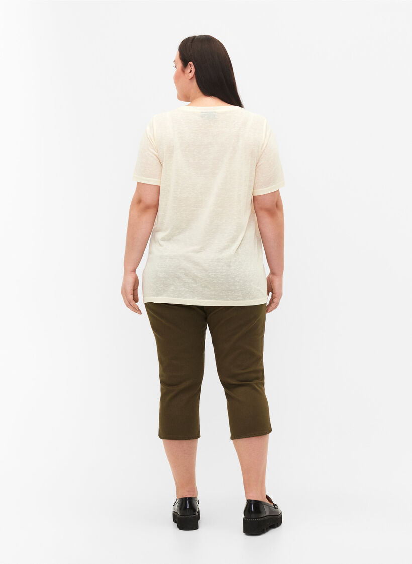 Tyköistuvat caprit puuvillasekoitteesta, Ivy Green, Model image number 1