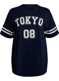 Sporttinen oversize-kokoinen college-T-paita, Sininen