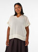 Seersucker -pusero V-p&auml;&auml;ntiell&auml;, Beige, Model image number 0