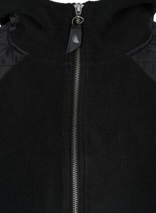 Sporttinen fleecetakki hupulla ja taskuilla, Black, Packshot image number 2