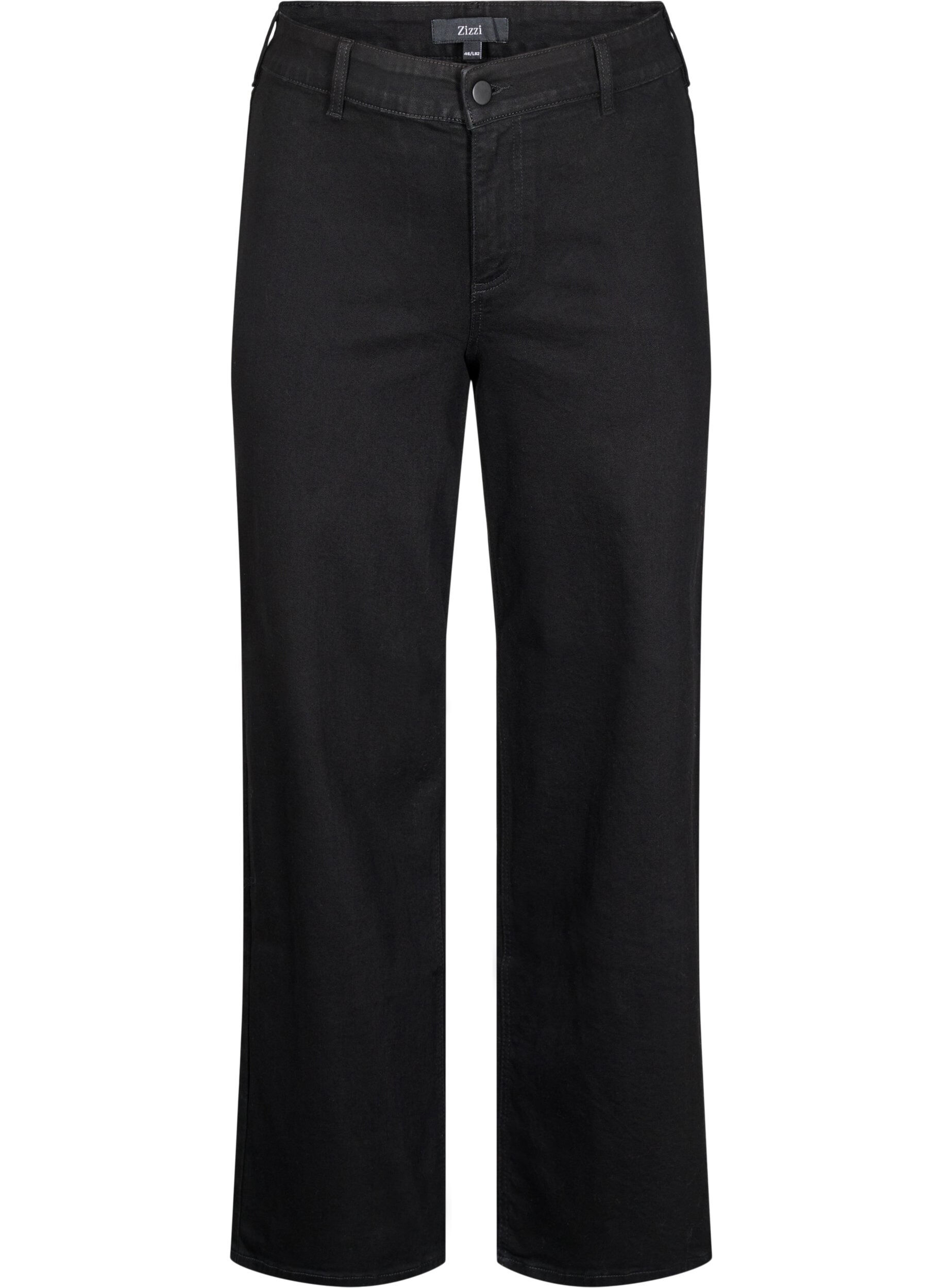 Zizzi Korkeavy&ouml;t&auml;r&ouml;iset leve&auml;lahkeiset farkut, Musta, Packshot image number 0