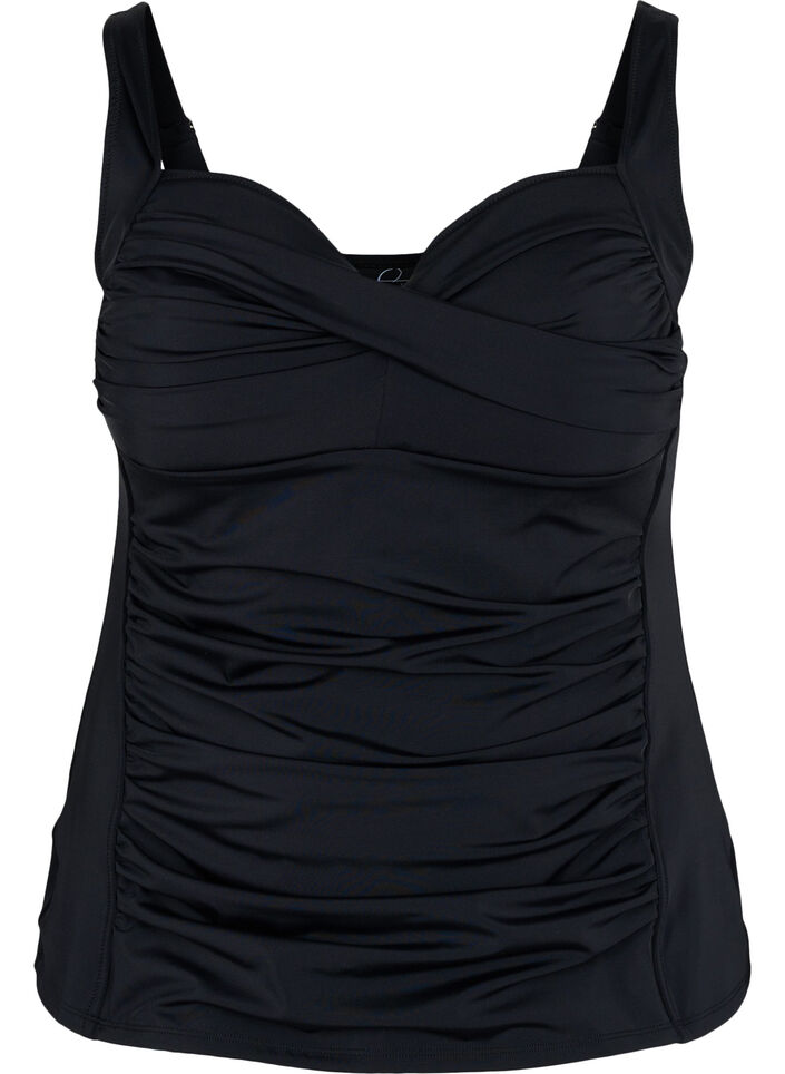 Laskostettu tankini, Musta, Packshot image number 0