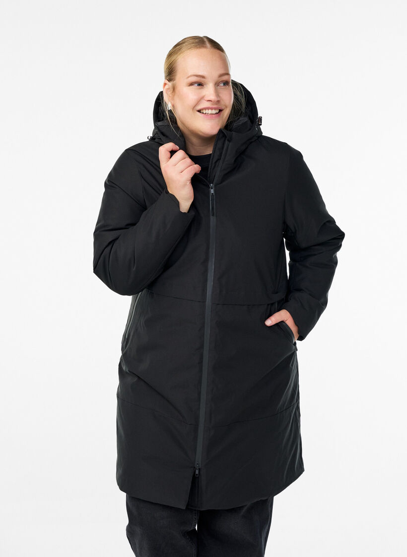 Talvitakki s&auml;&auml;dett&auml;v&auml;ll&auml; vy&ouml;t&auml;r&ouml;ll&auml;, Musta, Model image number 0