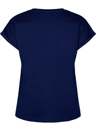 Orgaanisesta puuvillasta valmistettu T-paita kultaisella painatuksella, Med.Blue Gold Flower, Packshot image number 1