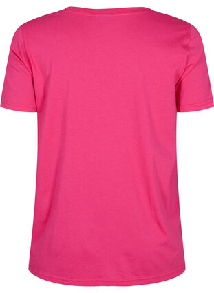 Puuvillainen t-paita v-pääntiellä ja printillä, Fuchsia Purple Love, Packshot image number 1