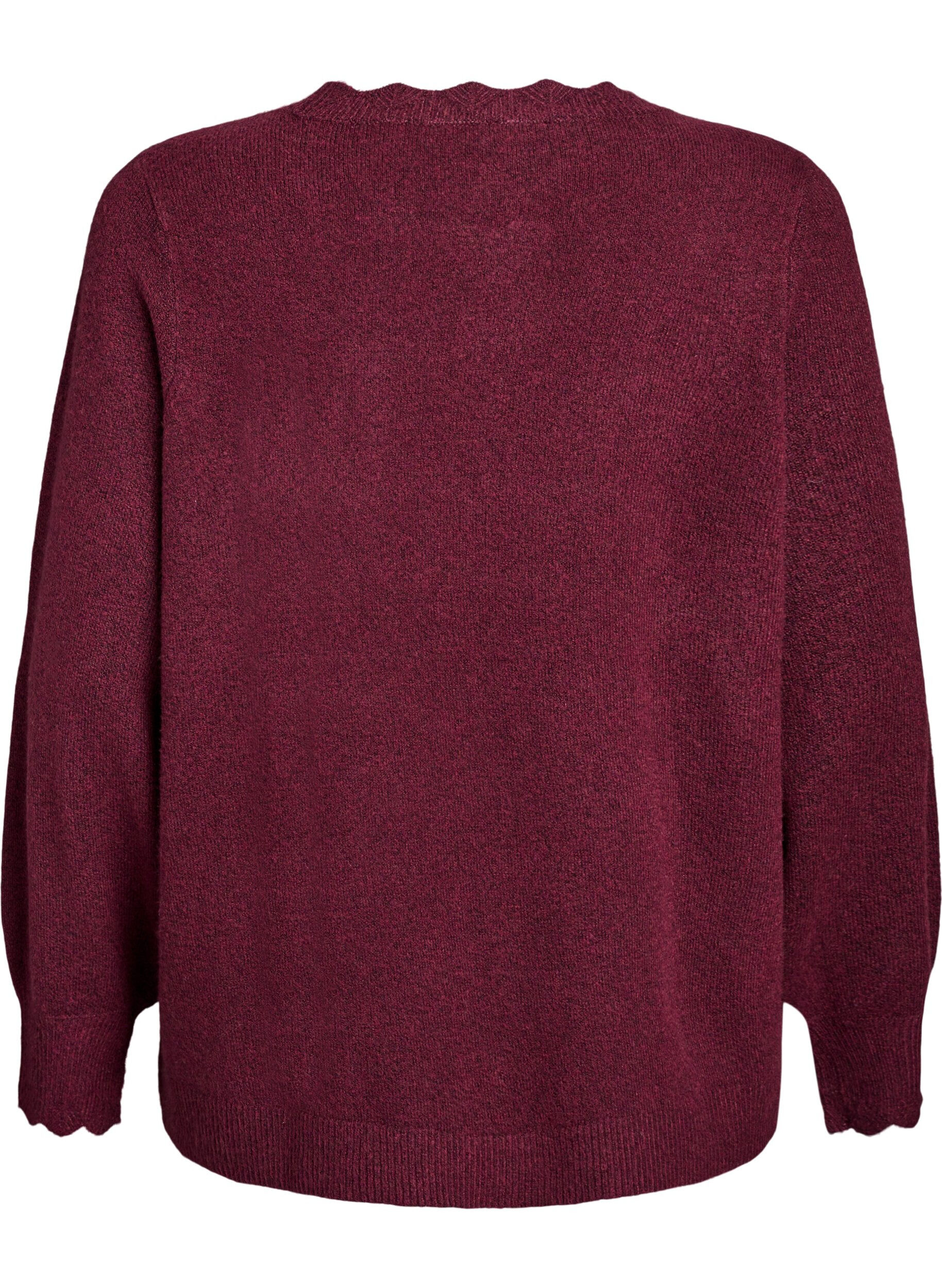 ZizziAaltoilevareunainen neulepusero, Tumma Bordeaux, Packshot image number 1