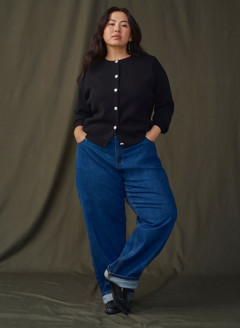 Neuletakki koristeellisilla napeilla, Black, Image image number 0