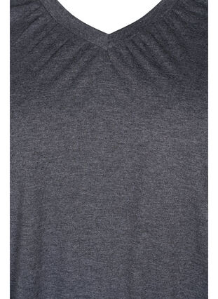 Meleerattu pusero pitkillä hihoilla ja v-aukolla, Dark Grey Melange, Packshot image number 2