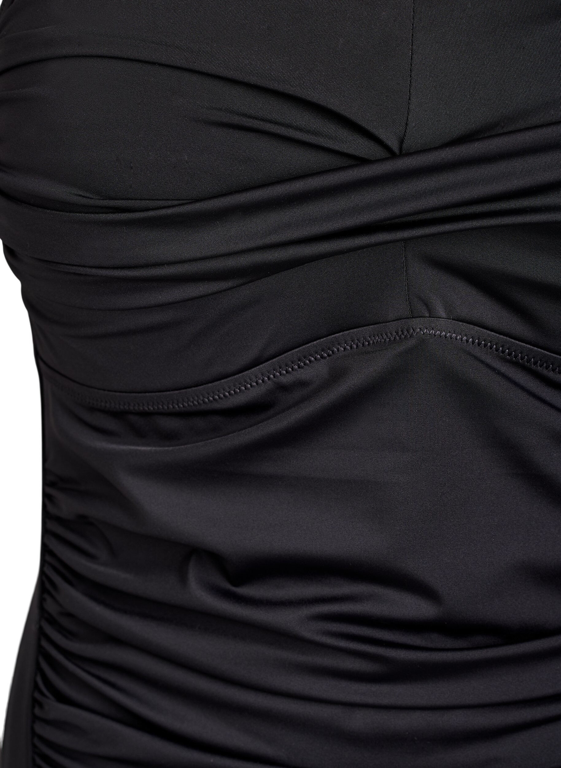 Zizzi Olkaimeton uimapuku rypyill&auml; ja topatuilla kupeilla, Musta, Packshot image number 2