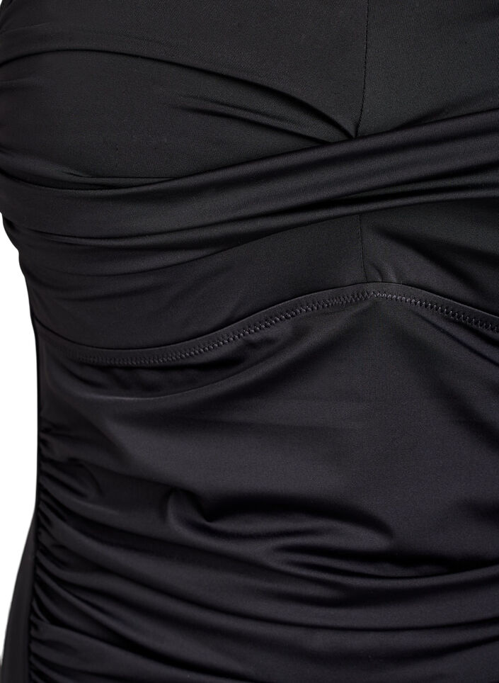 Olkaimeton uimapuku rypyill&auml; ja topatuilla kupeilla, Musta, Packshot image number 2