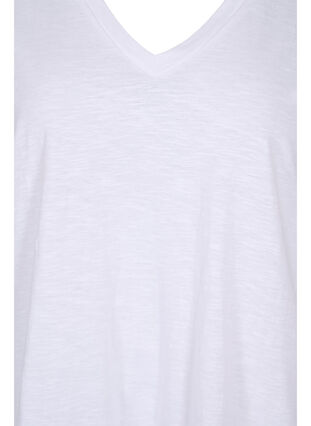 Yksivärinen oversize t-paita v-pääntiellä, Bright White, Packshot image number 2