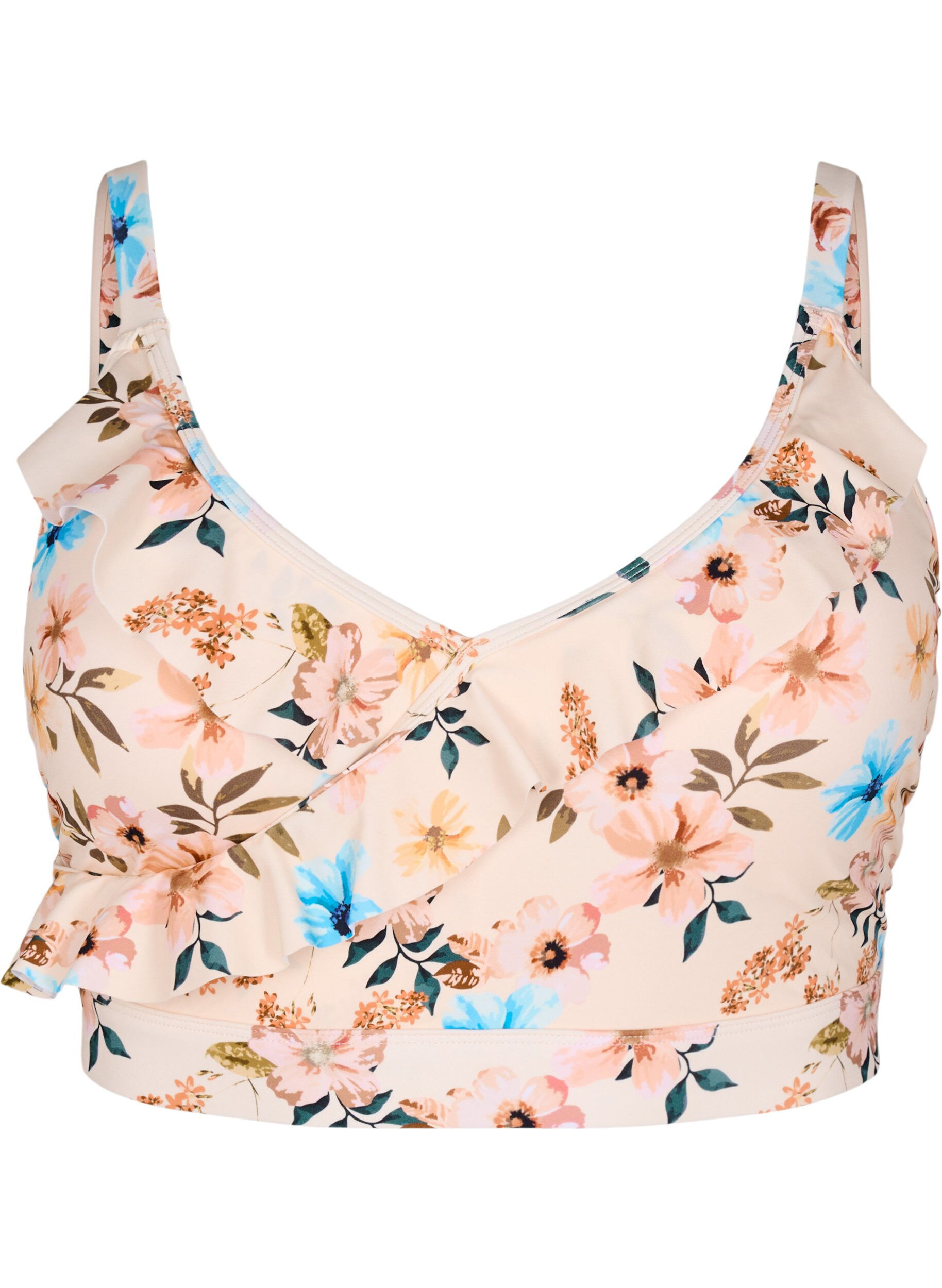 Zizzi Kukallinen bikinien yl&auml;osa r&ouml;yhel&ouml;yksityiskohdilla, Beige, Packshot image number 0