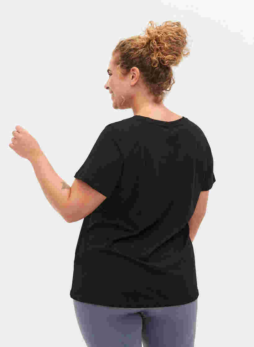 T-paita printillä treeniin , Black w. stripe A, Model image number 1