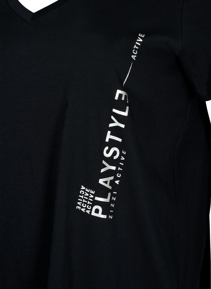 Puuvillainen treeni-t-paita printillä, Black w. Playstyle, Packshot image number 2