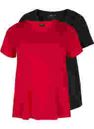 2 perus t-paitaa puuvillasta, Tango Red/Black