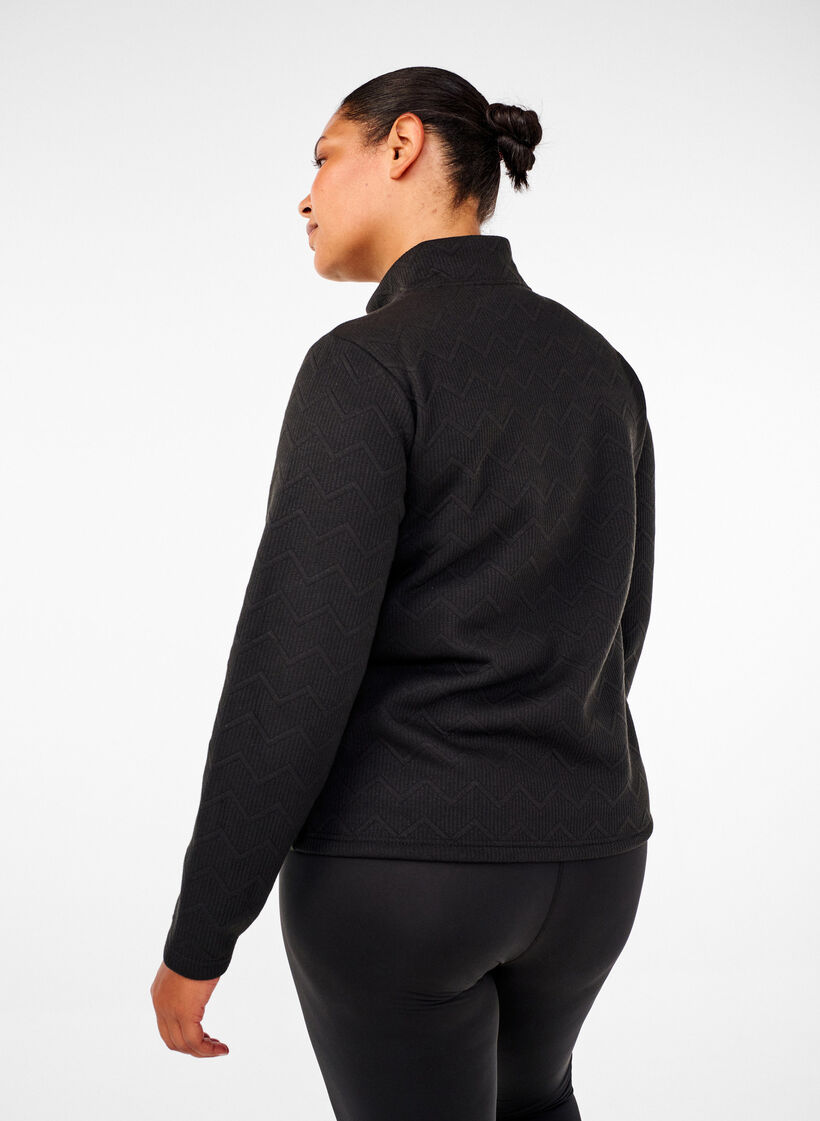Urheilullinen fleece-takki taskuilla, Musta, Model image number 2
