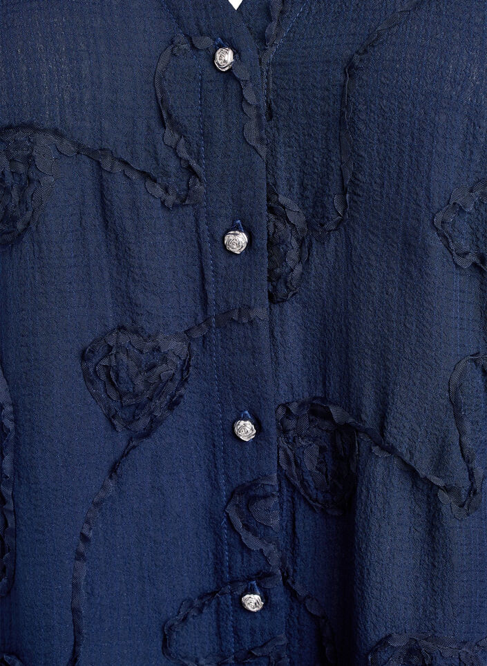 Lyhythihainen paitapusero 3D-kukkakuviolla, Sininen, Packshot image number 2