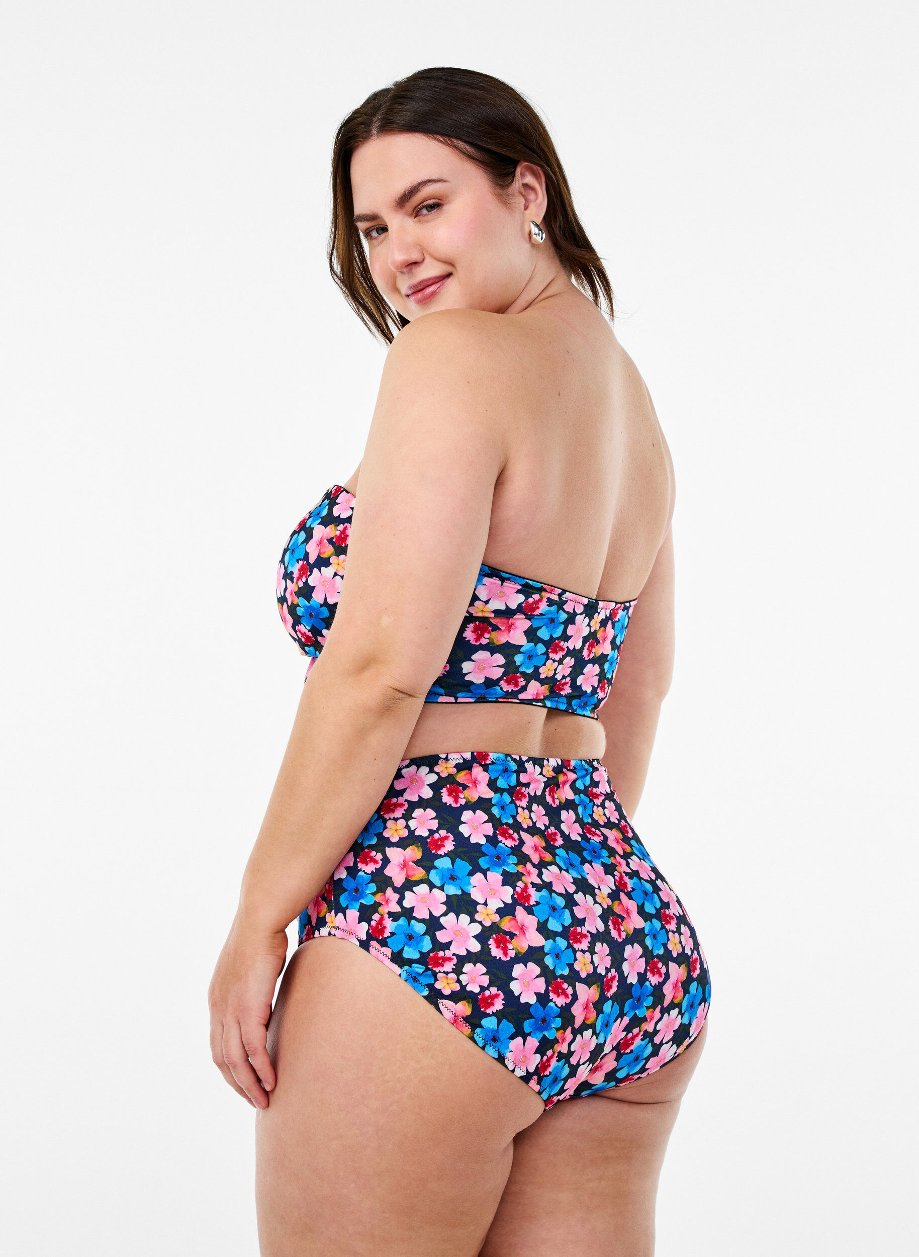 Zizzi Leopardikuvioinen bandeau-bikiniyl&auml;osa, Punainen, Model image number 2