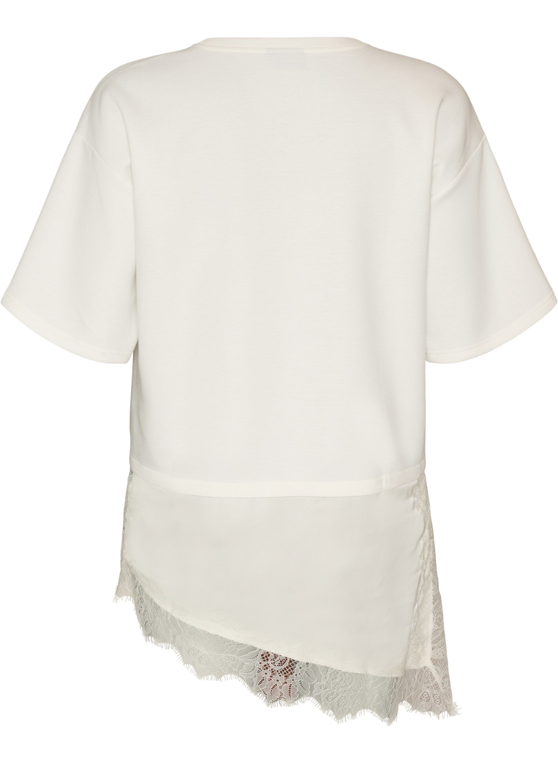 ZizziJerseypusero kerroslookilla ja pitsill&auml;, Vanilja, Packshot image number 1