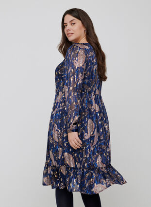 Pitkähihainen mekko kuosilla a-mallissa, Paisley Foil, Model image number 1