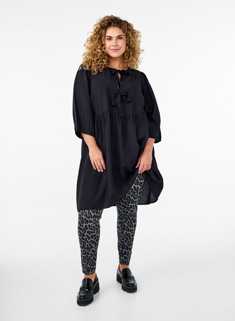 Viskoosileggingsit leopardikuviolla, Harmaa, Model image number 1