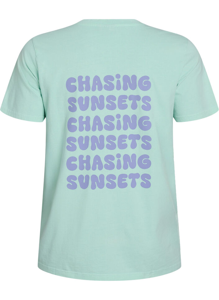 Luomupuuvillainen t-paita selk&auml;printill&auml;, Vihre&auml;, Packshot image number 1