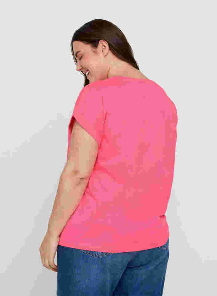 Neonvärinen t-paita puuvillasta, Neon Pink, Model image number 1