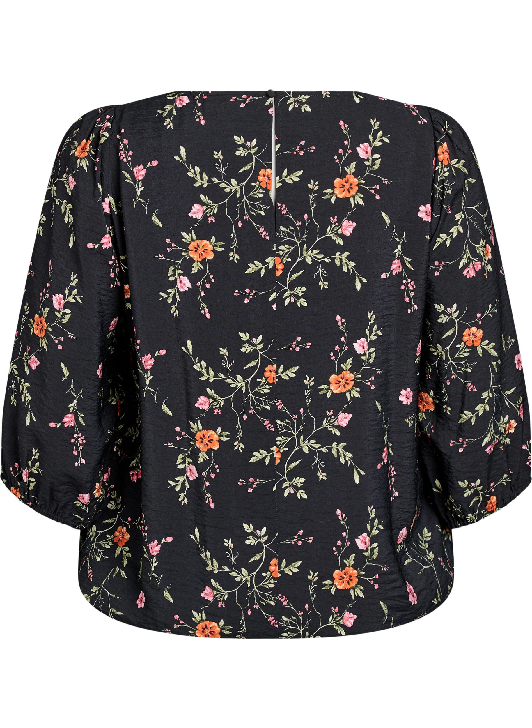 Zizzi3/4-hihaiset pusero pitsiyksityiskohdilla, Musta, Packshot image number 1