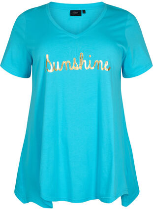 Lyhythihainen puuvillainen t-paita, Blue Atoll Sunshine, Packshot image number 0