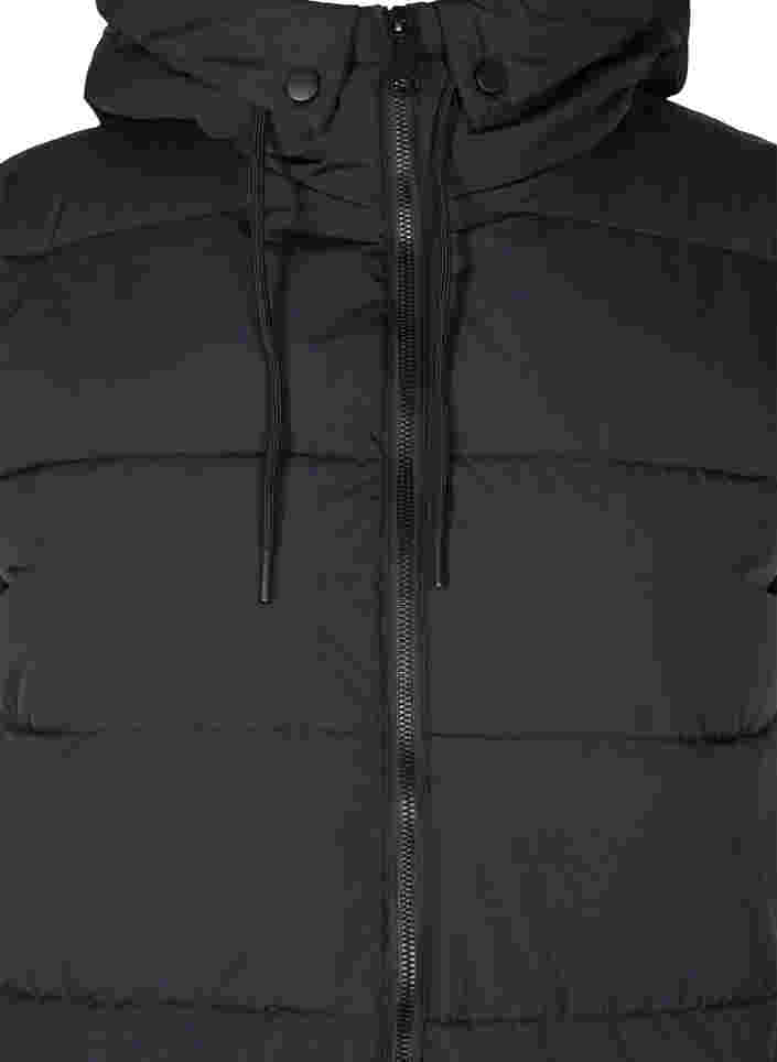 Pitkä liivi hupulla ja taskuilla, Black, Packshot image number 2