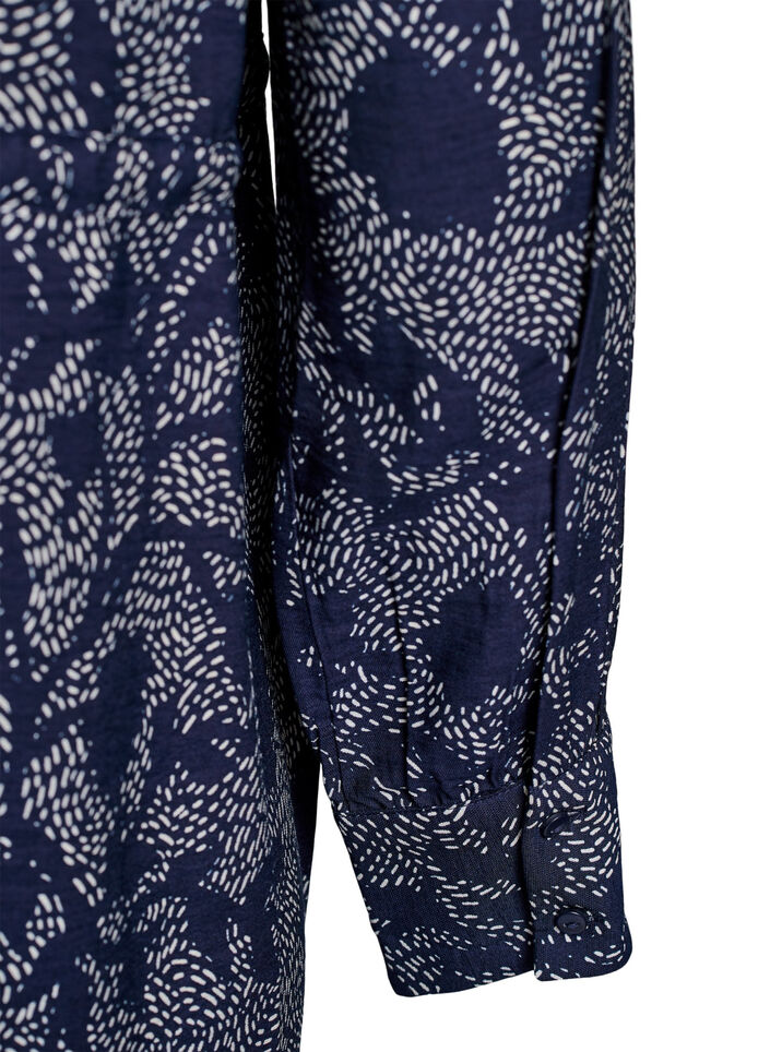 Paitamekko, jossa on solmittava vyö ja printti, Sininen, Packshot image number 3