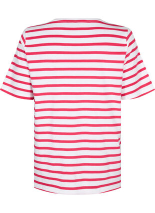Raidallinen t-paita luomupuuvillaa, Bright Rose Stripes, Packshot image number 1
