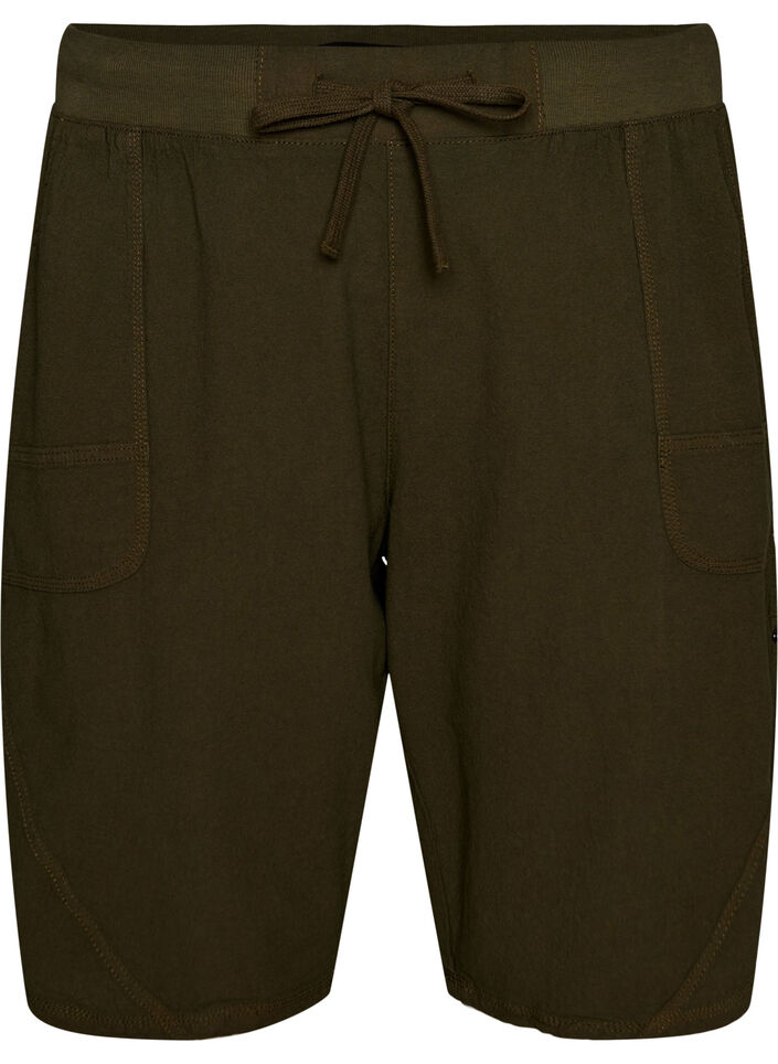 V&auml;lj&auml;t puuvillashortsit taskuilla, Vihre&auml;, Packshot image number 0