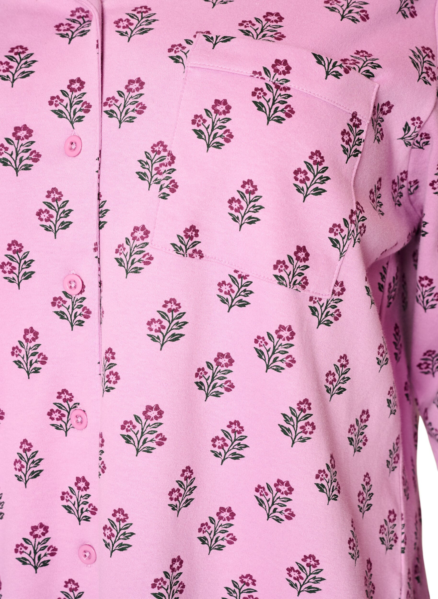 ZizziPuuvillainen pyjamapaita rintataskulla, Vaaleanpunainen, Packshot image number 2