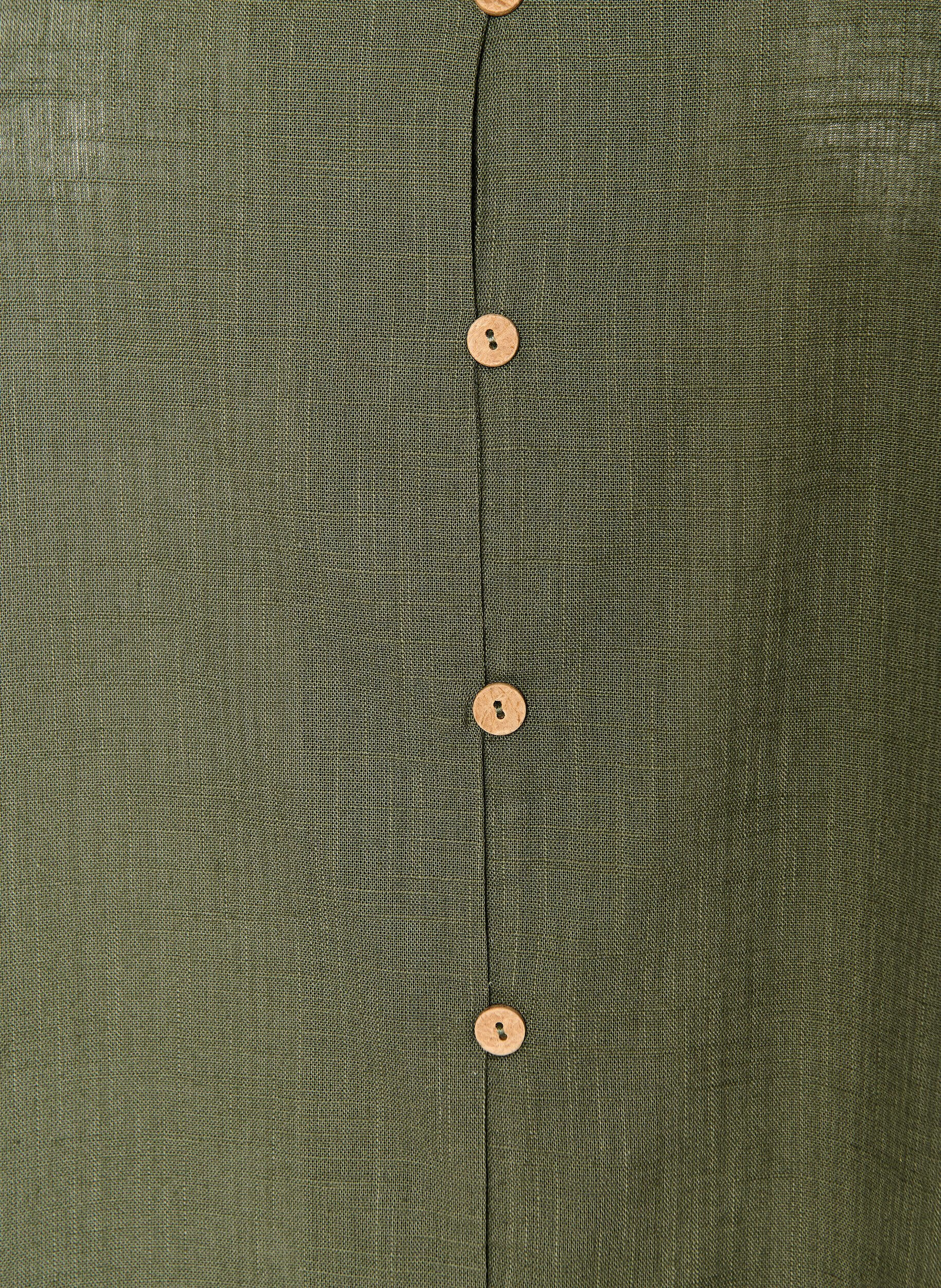 ZizziLyhythihainen puuvillapaita V-p&auml;&auml;ntiell&auml;, Vihre&auml;, Packshot image number 2