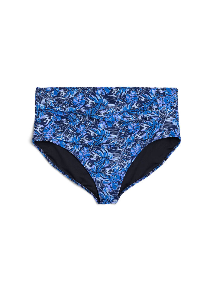 Korkeavy&ouml;t&auml;r&ouml;iset bikinihousut kuosilla, Sininen, Packshot image number 0