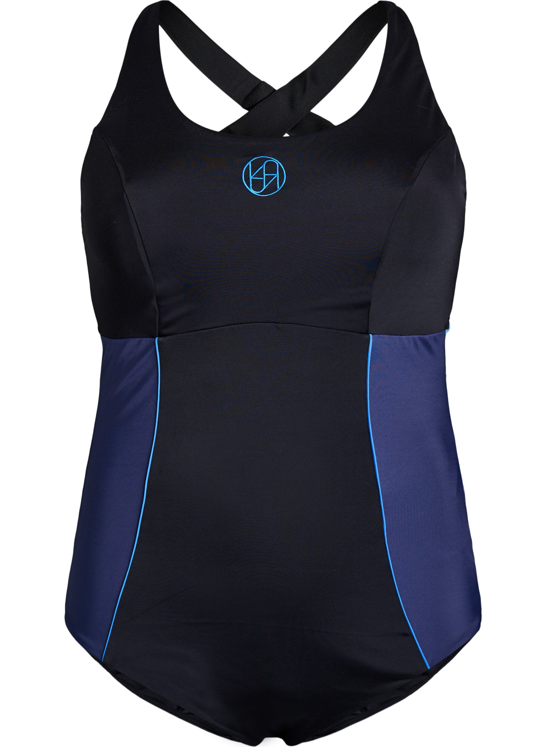 Urheilu-uimapuku ristikk&auml;isill&auml; olkaimilla