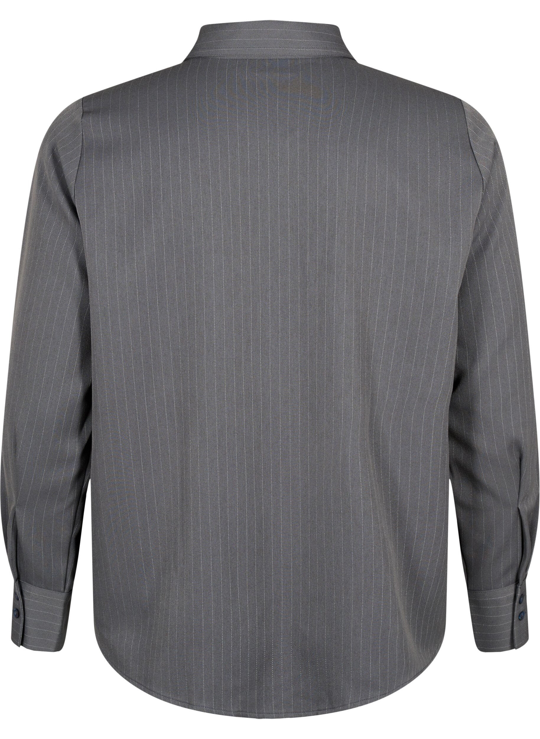 Zizzi Raidallinen kauluspaita rintataskuilla, Dark Shadow Pin St., Packshot image number 1