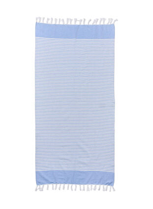 Raidallinen pyyhe hapsuilla, Light Blue Melange, Packshot image number 1