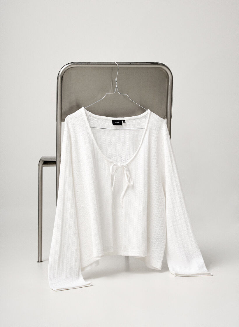 Neuletakki tekstuurilla ja solmittavalla etuosalla, Valkoinen, Image image number 0