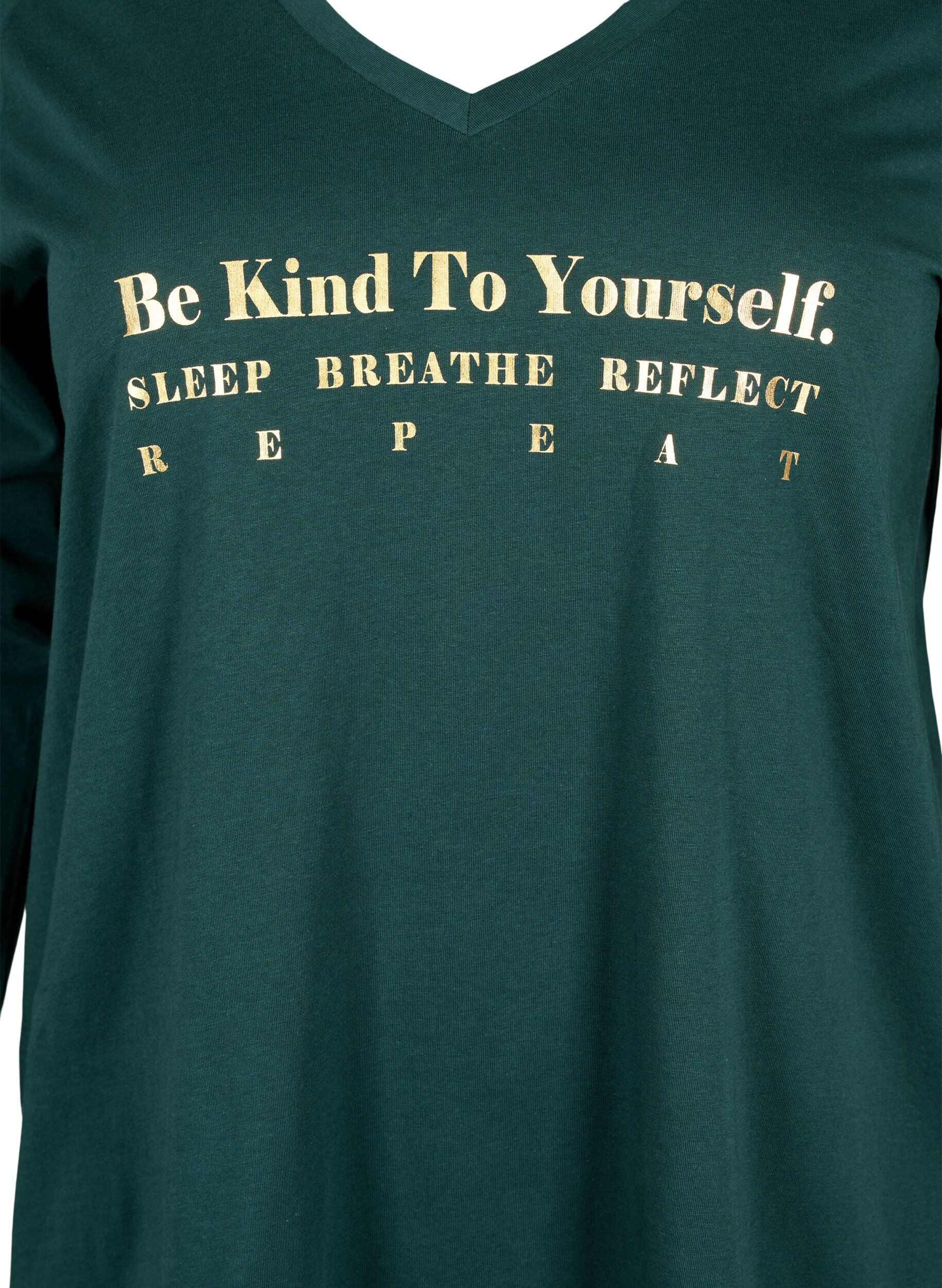 Zizzi Puuvillainen y&ouml;paita tekstipainatuksella, Scarab, Packshot image number 2