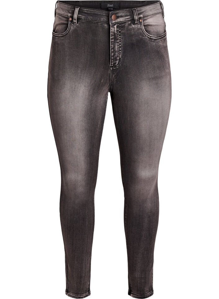 Super slim Amy-farkut korkealla vy&ouml;t&auml;r&ouml;ll&auml;, Harmaa, Packshot image number 0