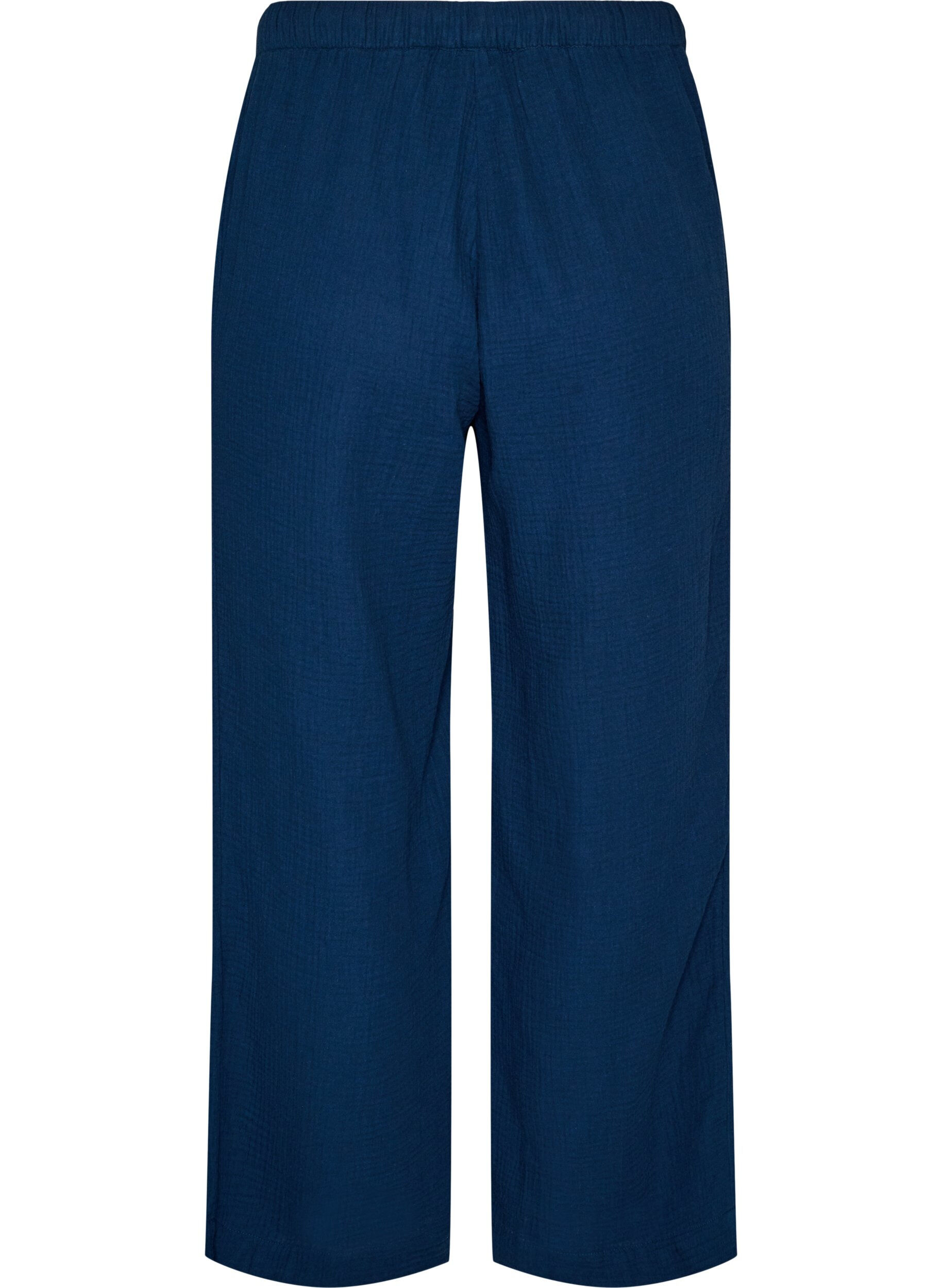 ZizziRento istuvuus puuvillaista musliinia olevat pyjamahousut, Sininen, Packshot image number 1